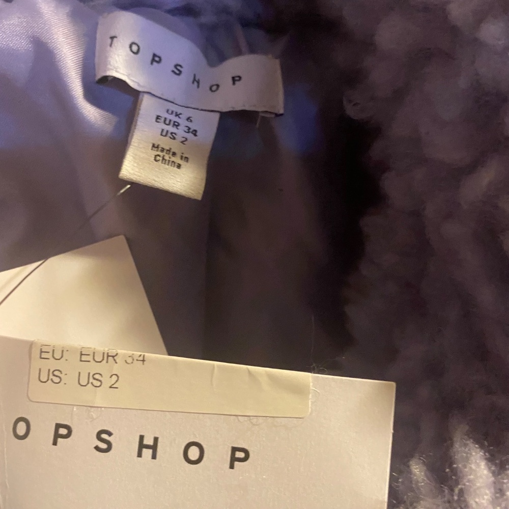 TopShop NWT Chunky Borg (lilac) Coat(size 2-fits small/medium - Picture 6 of 11